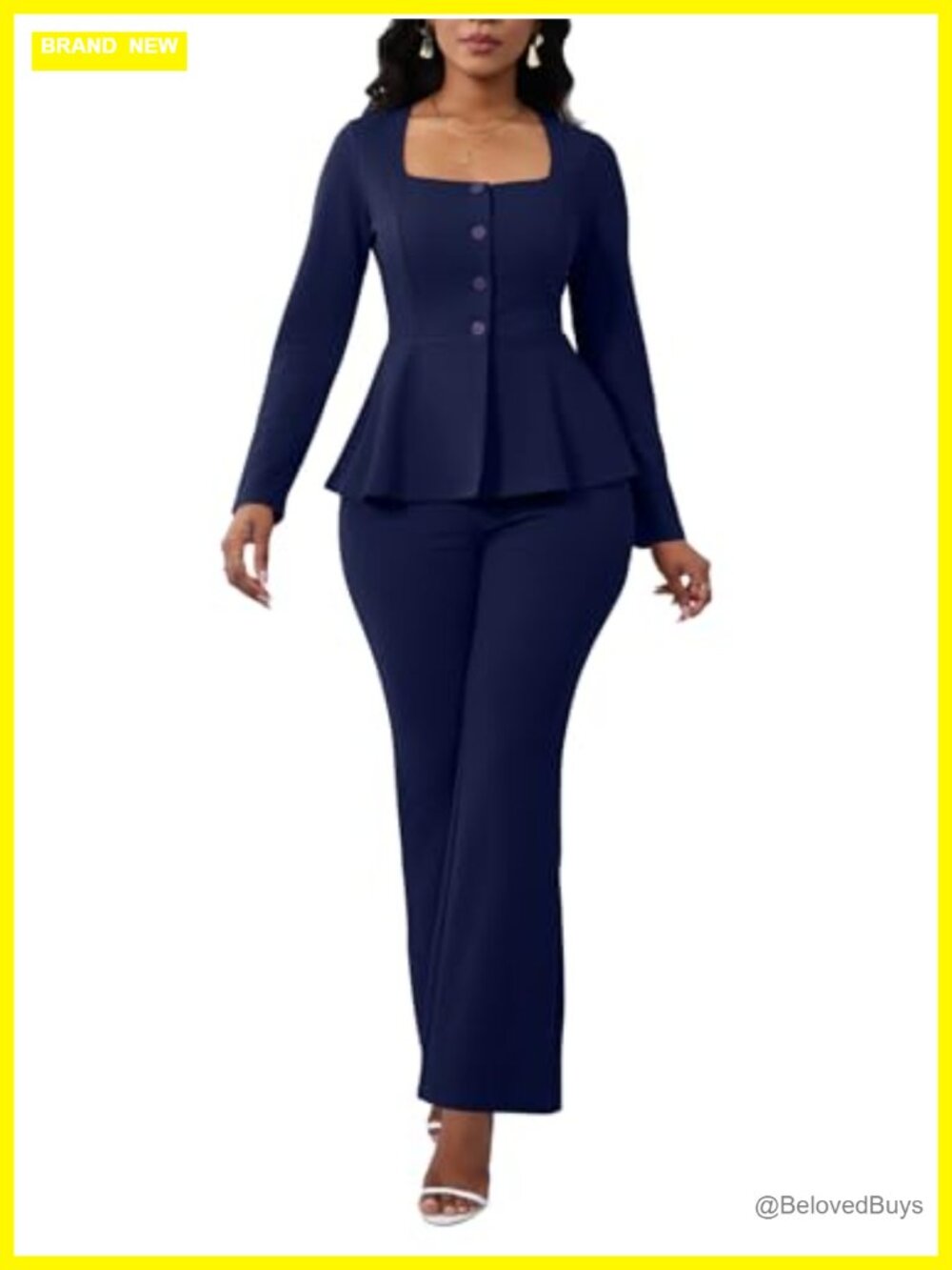 2 Piece Women's Pantsuit Blazer Set Business Suit Long Sleeve